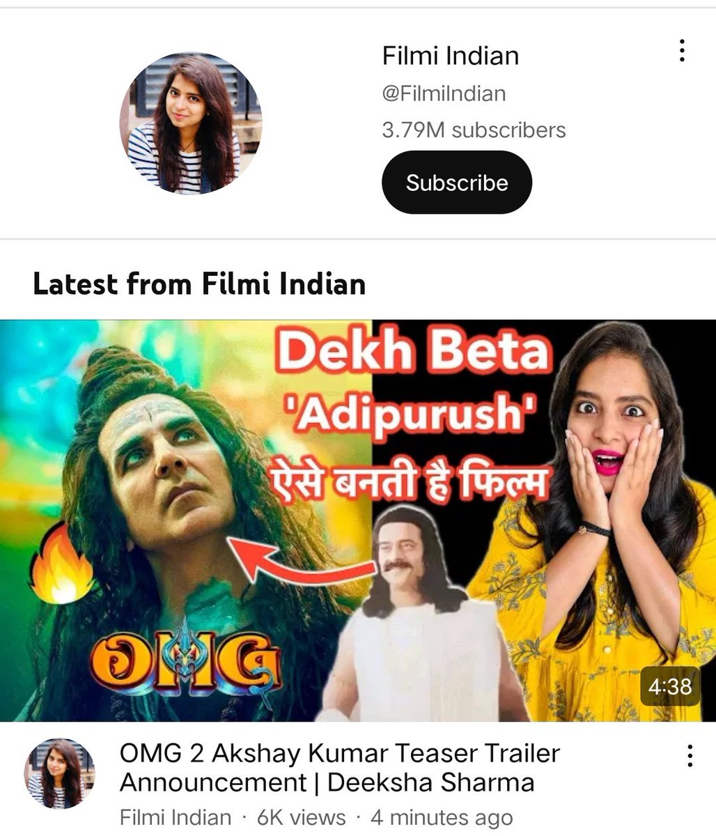 Vaishali695's tweet photo. @YouTube @YouTubeIndia after complaining so many times about this YT channel @FilmiIndian , you still didn't take any action .
We #Prabhasfans want immediate action from your side bcoz the admin of this channel #DeekshaSharma continuously targetting our idol #Prabhas https://t.co/aRwKOpCh6d