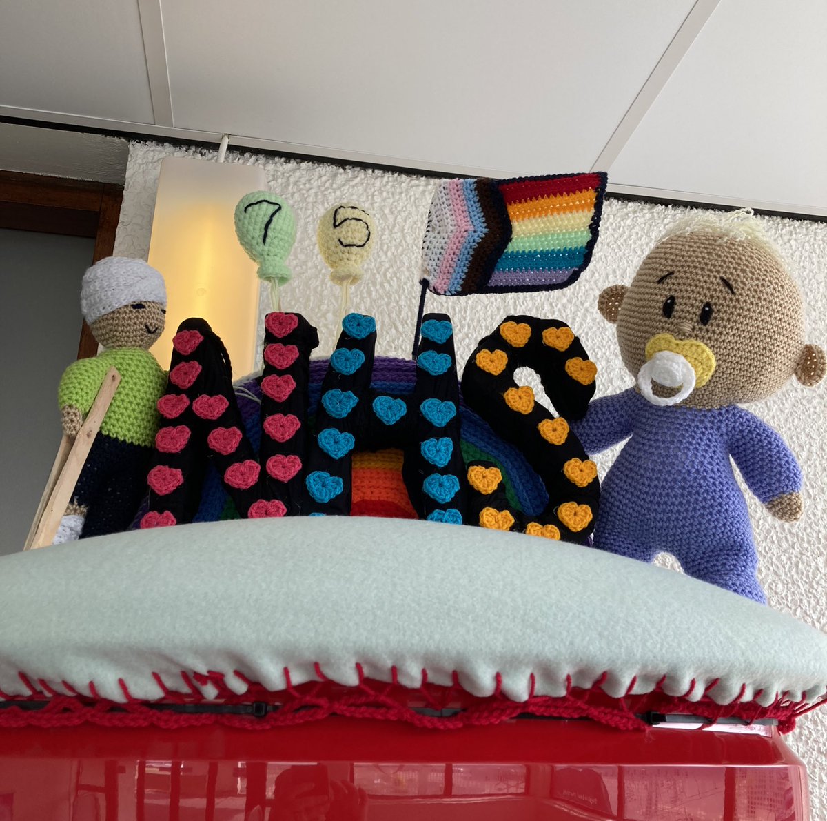 moira59299874's tweet photo. Yarn bombing at Fraserburgh Hospital. Celebrating 75years of the NHS.  @HSCPshire @NHSGrampian @ShireNurses https://t.co/O5SmWBgbe2