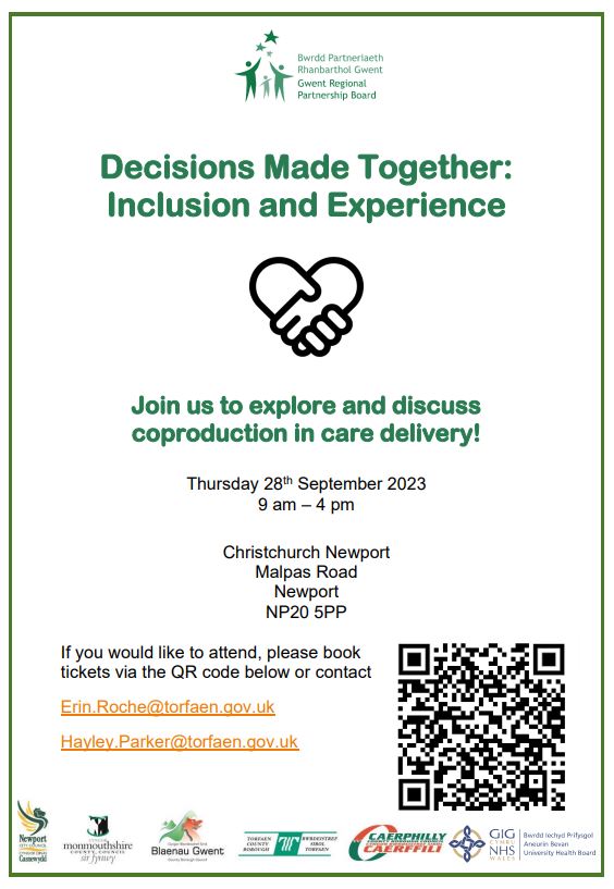 BoardGwent's tweet image. Join us at our Decisions Made Together Event on September 28th to talk about co-production in care delivery. #CoProductionWeek
Ymunwch â ni yn ein Digwyddiad Penderfyniadau Gyda'n Gilydd ar Fedi 28 i siarad am gyd-gynhyrchu wrth ddarparu gofal. #WythnosCydgynhyrchu