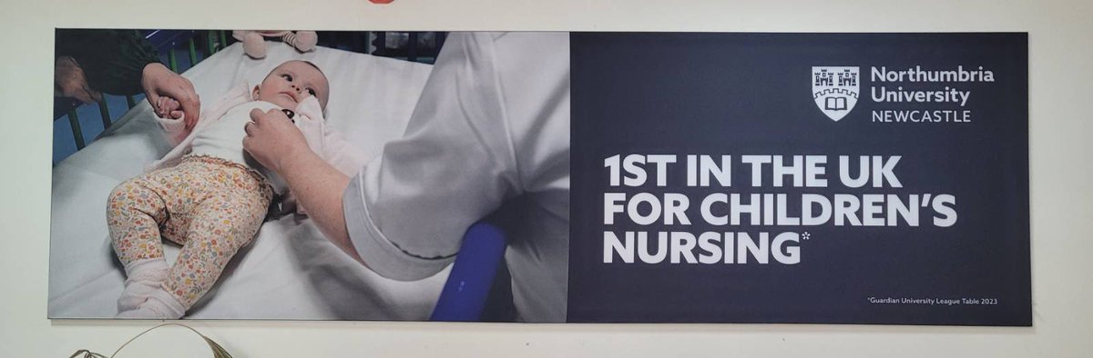 The sun is shining at Coach Lane and we’re admiring some very exciting banners on the walls #ChildrensNursing #1stInTheUK #GuardianUniversityLeagueTable2023