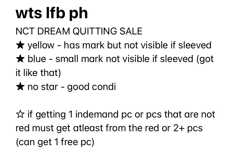 w00zicart's tweet photo. WTS LFB PH #w00zicartsells (repost)

☆ NCT DREAM QUITTING SALE 
if getting 1 indemand pc or non red pcs must get atleast from the red or 2+ pcs 
(can get 1 free pc)

t&amp;c’s: https://t.co/mHralMCiEl https://t.co/s4z1d2Wpbc