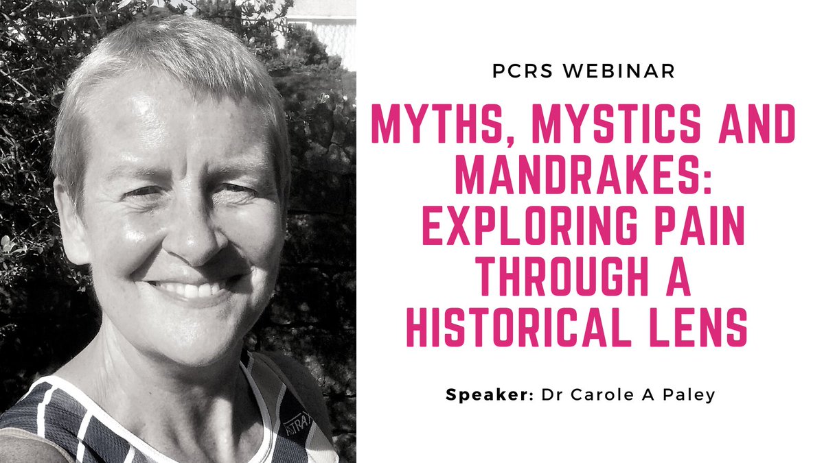Join us on 11 July 2023 at 13:00 - 14:00 Myths, mystics and mandrakes: exploring pain through a historical lens Speaker: Dr Carole A Paley Chaired by: @DrEmmaChapman1 For more info & to book 👇 pcrs.org.uk/events/pcrs-we…