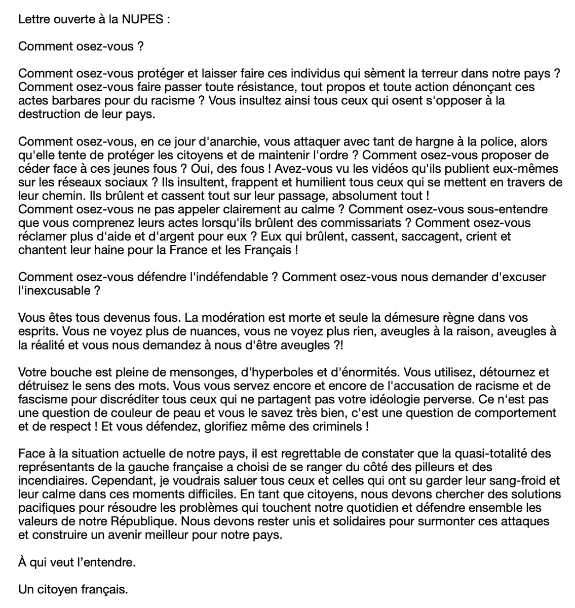 UnCitoyen_fr's tweet photo. @MathildePanot Lettre ouverte à la NUPES : #france #emeutes #nahel #nupes #lfi #Melenchon https://t.co/X1z8bllbNp