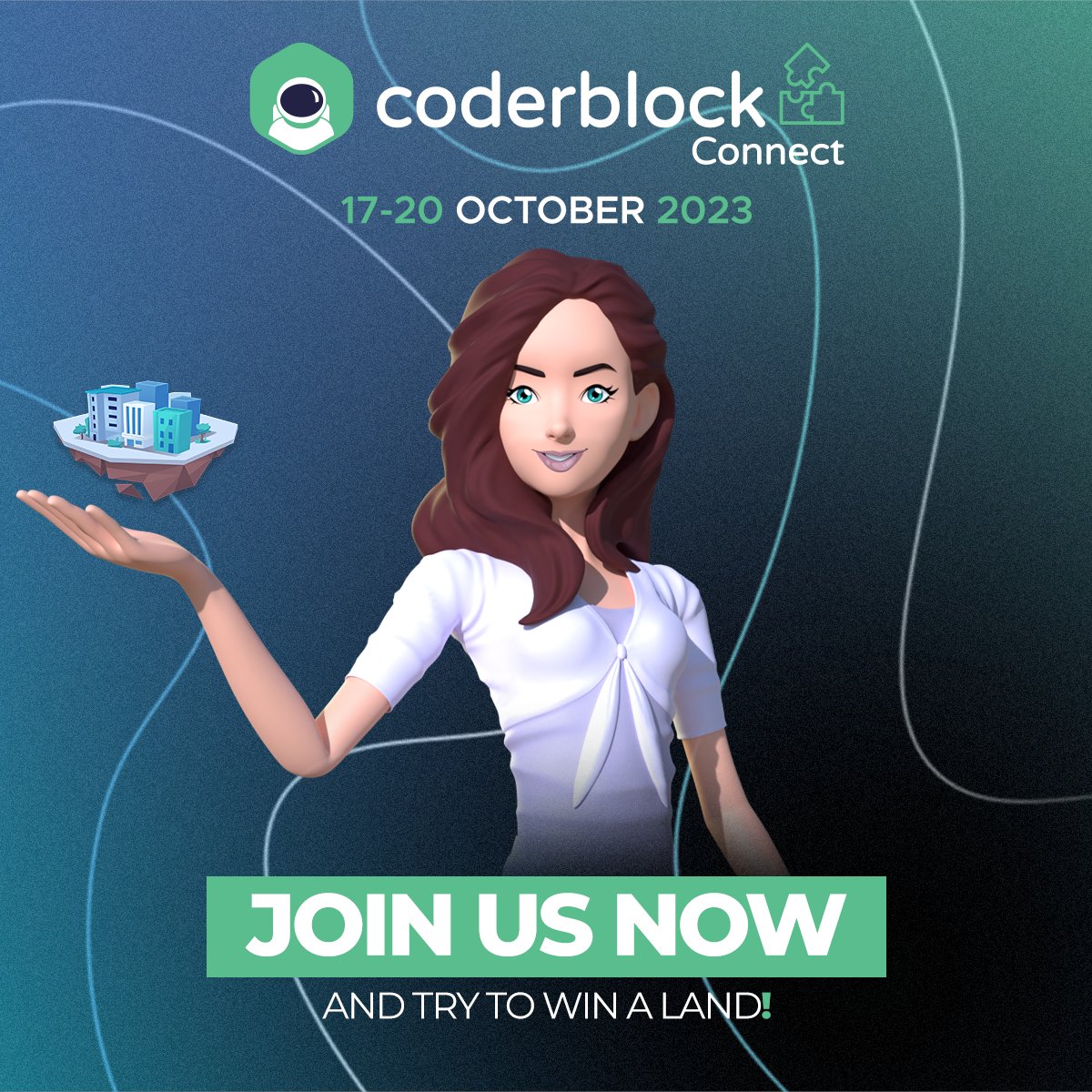 coderblock's tweet photo. #CoderblockConnect is waiting for you from 17 to 20 October inside #CoderblockMetaverse!
Register now and enter the drawing for a #land in Coderblock Metaverse ๐๐ผ https://t.co/053iKUgmyD
#Coderblock #metaverse #virtualevent https://t.co/ouEicE8TJp
