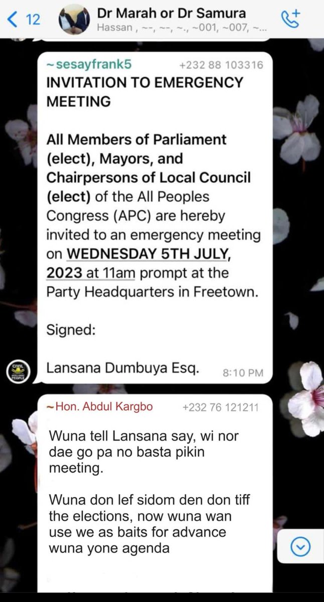 Just as they did to Arthur Pearce, they've formed a fake whatsApp with my name and number.  Please discard this and know that as a member of NAC, I respect the party's decision to abstain from governance until our demands are met.