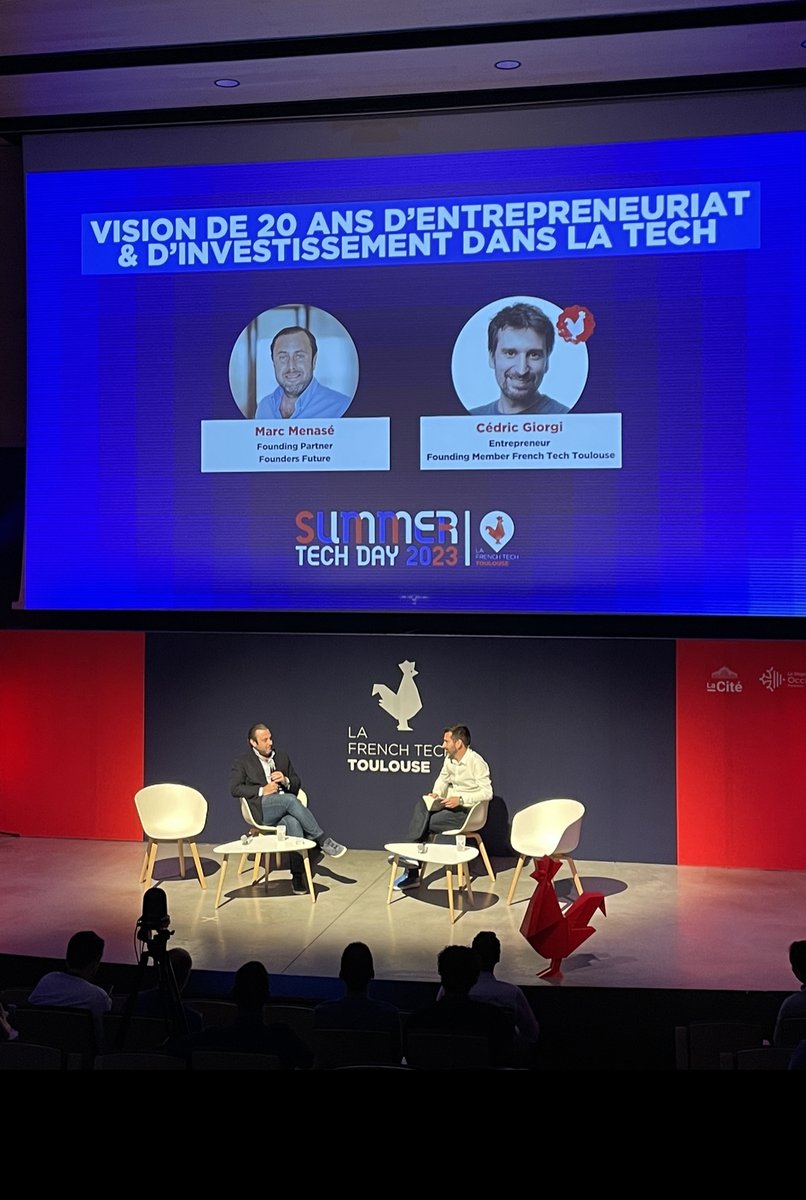 #SummerTechDay <a href="/marcmenase/">Marc Menasé</a> :  « Le moteur entrepreneurial est ce qu'il y a de + efficace pr changer le monde » - #Financement « La fête n’est pas finie mais dans une autre salle &amp; une autre ambiance» = Plutôt ambiance #BCorp 4/07 à @LaCite_eu 
<a href="/sandrinejr/">Sandrine Jullien-Rouquié</a>  <a href="/Marie_Rivet_/">Marie Rivet</a> <a href="/cgiorgi/">Cédric Giorgi</a>