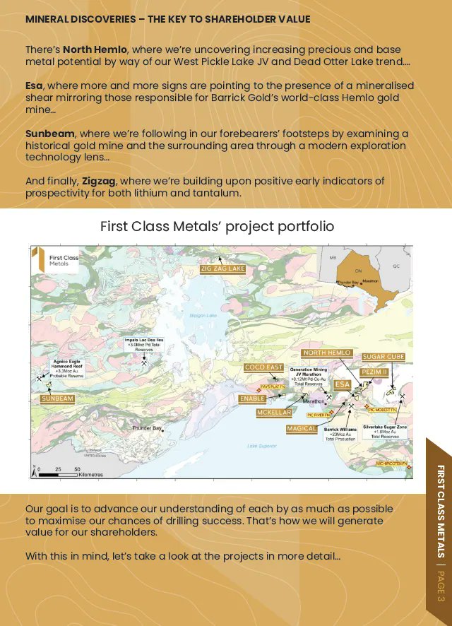 𝗠𝗶𝗻𝗲𝗿𝗮𝗹 𝗗𝗶𝘀𝗰𝗼𝘃𝗲𝗿𝗶𝗲𝘀 #FCM #Gold #Exploration Mineral discoveries are the key to shareholder value, so far First Class has 4 main ones - North Hemlo - Esa - Sunbeam - Zigzag buff.ly/43KX9zg