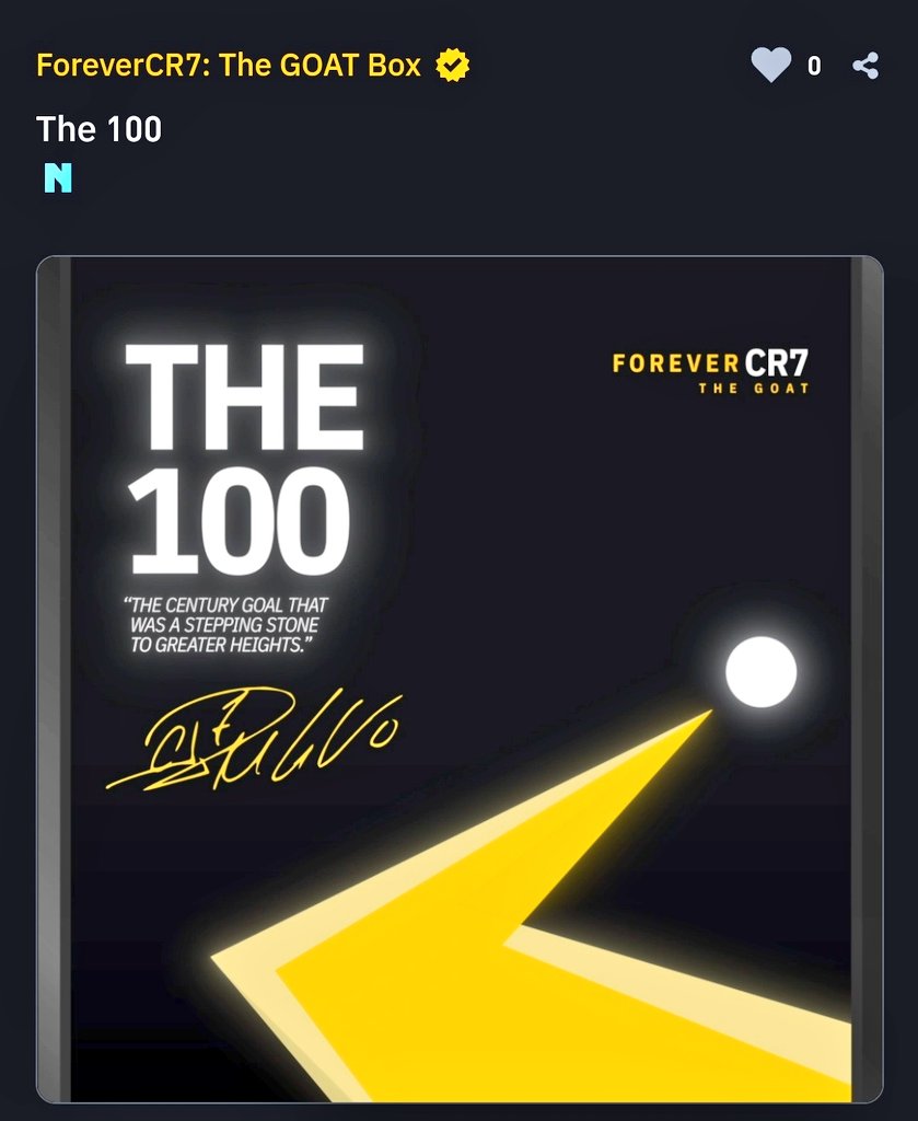 adil149's tweet photo. 😲 I got The 100 Century Goal NFT. The 'Forever CR7 🐐: The GOAT’' NFT collection on #Binance is now live. 

#CR7𓃵 #NFT #NFTCommunity https://t.co/32bIrvhLYG