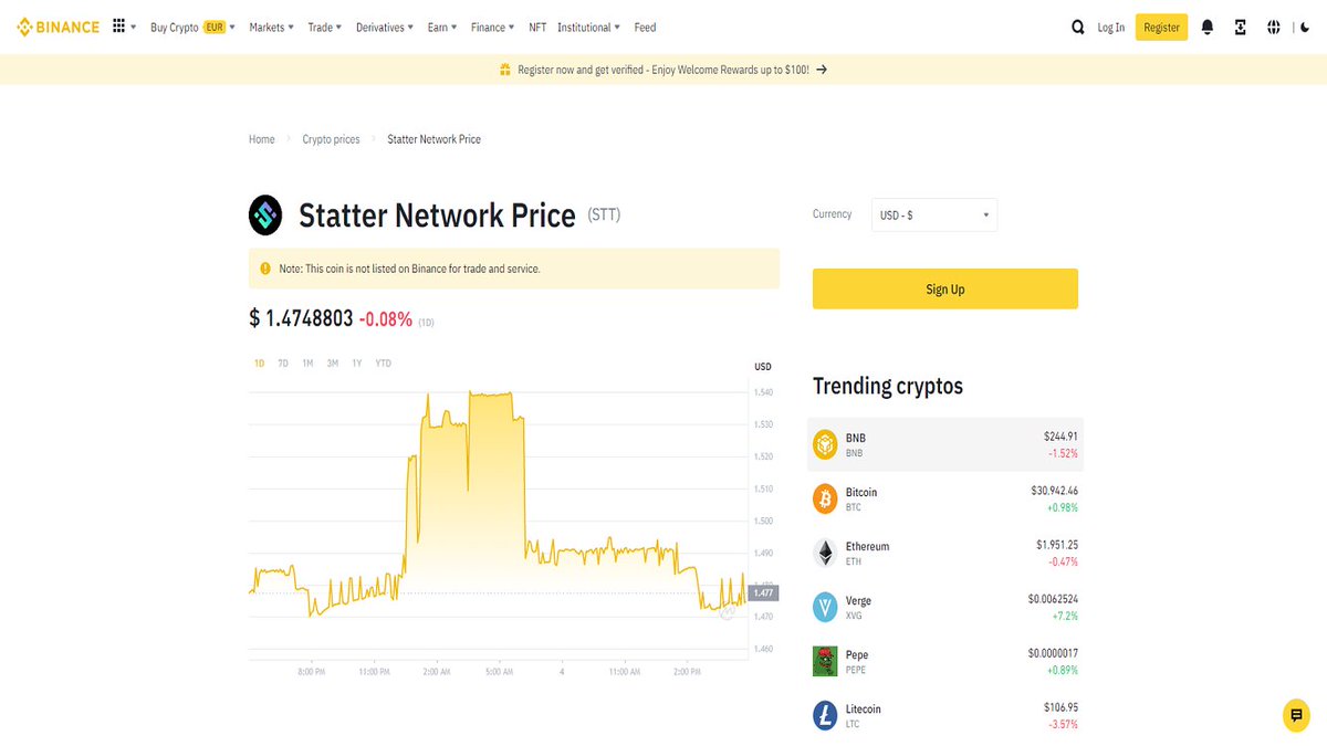 statter_global's tweet photo. 🥳@binance now offers users real-time $STT price info. 🔎Click here to make a query: https://t.co/u9TQjLCK7U https://t.co/GTZub04sFt