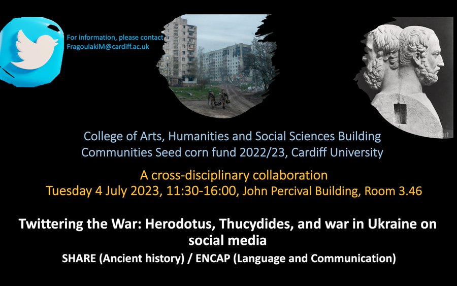 CUHistArchRel's tweet photo. #TwitteringtheWar today 11:30-16:00
How are #Herodotus and #Thucydides (re)embedded in the fragmented environment of #Twitter? 
Join @terezaspilioti @goodwin_aurora @ludovico_runco @MariaFragoulaki @gorrara67
#Herodotus #Thucydides #twitter #Ukraine #ancienthistory https://t.co/ldOwtM7iiP