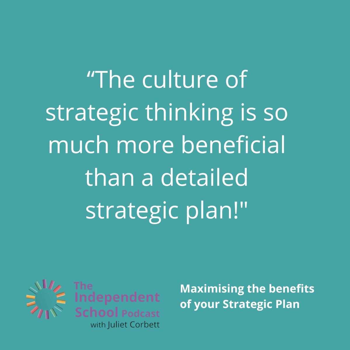 Learning how to weave your strategic plan through all aspects of your school. Listen to this week’s episode for more on how to maximise the benefits of a healthy strategic plan.

bit.ly/3NZADOn

#strategy #strategicthinking #innovation