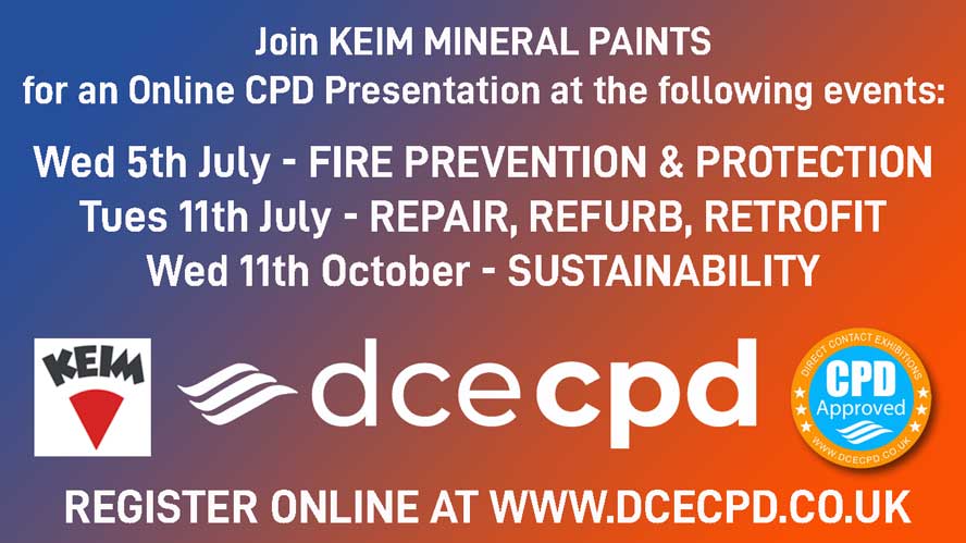 We have partnered up with <a href="/DCECPD/">DCE CPD</a> and will be presenting an online CPD next Tuesday at 15:00. The topic is REPAIR, REFURB, RETROFIT.  Register for FREE here: ow.ly/Z2GP50P2mGJ 
#keim #keimpaints #retrofit #reuse #repairproject #refurbproject #retrofitproject #sustainability