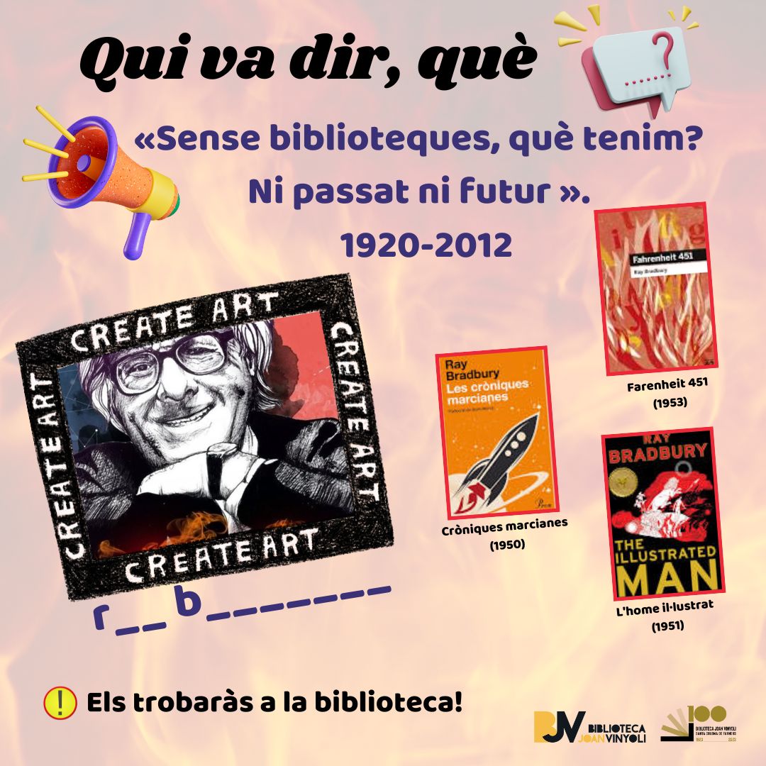 A #bibliotecajoanvinyoli us proposem un nou joc literari anomenat Qui va dir què?. Es tracta d'endevinar l'autor de la frase que citem. Vinga que teniu una pista a la imatge. Us llegim als comentaris!

#quèfemalesbiblios #bibliorecomanacions #scfarners #culturascf #viulabiblio