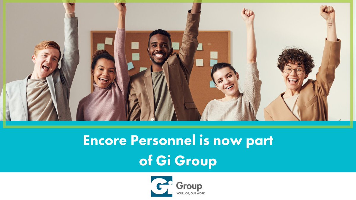 Welcome to Gi Group! 👏

Encore Personnel has now been fully absorbed by Gi Group, to find out more visit their website here: pulse.ly/77a5dtgcat

We’re still here for you, ready to support you with even greater opportunities.

#Acquisition #Support #Recruitment