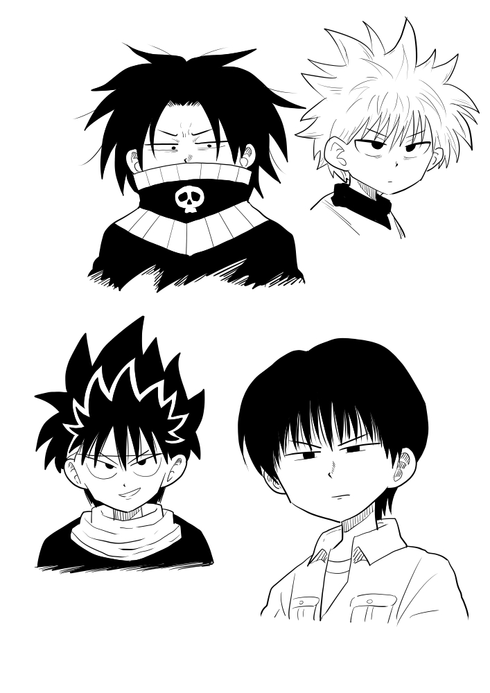 富樫キャラの落書きをしてました。ここら辺のキャラがめちゃ好きです☺ https://t.co/zSvX5wnL0v