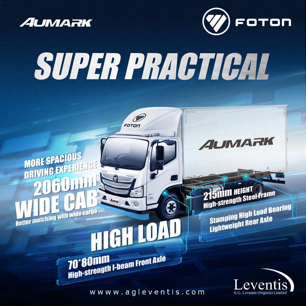 AGLeventisPlc's tweet photo. When it comes to top-notch quality, nothing beats the reliability and performance of Foton Aumark truck. Trust the best, trust Foton.
Get a quote today.
Call 0800-055-5555 (Toll-free) or send an email to info@agleventis.com
#Buytruck
#Foton #Aumark #Agleventis #FotonNigeria https://t.co/GWQ2msaOZZ