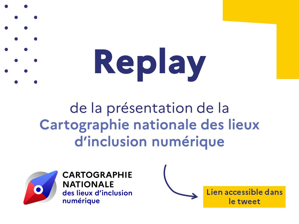 🗺️ Vous n’avez pas pu découvrir la Cartographie nationale des lieux d’inclusion numérique le 15 juin dernier ?

✅ Retrouvez le replay de la présentation par ici : youtube.com/watch?v=idnq5a…