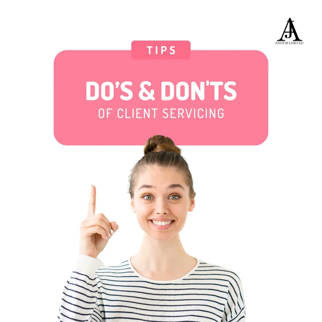 Anyjobng's tweet photo. It's all about the little details when it comes to client servicing! 🤩 As a team, let's make sure we are aware of the do's and don'ts to ensure that we are consistently providing top-notch customer service.  🤗 #CustomerService #anyjobltd #Tips  #amazincareers https://t.co/7bz2iu2HoI