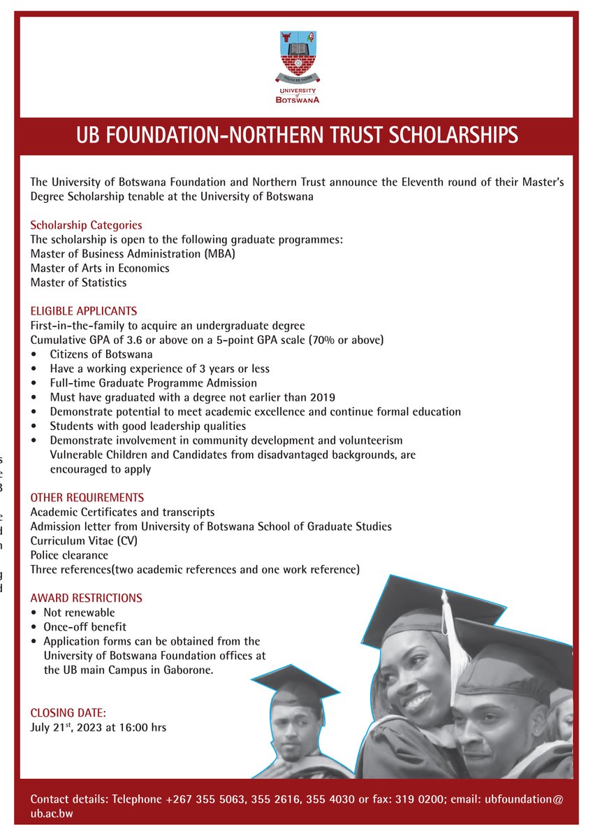 UB FOUNDATION SCHOLARSHIPS NOW AVAILABLE!
#Advancing education through partnerships
#Closing date; 21 July 2023