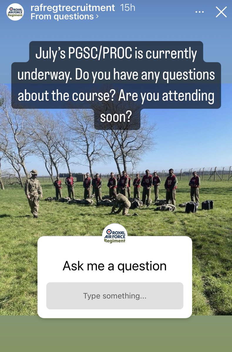 🗣️ Q&A now live over on RAF Regiment Recruitment Instagram page 👉🏻 instagram.com/rafregtrecruit…