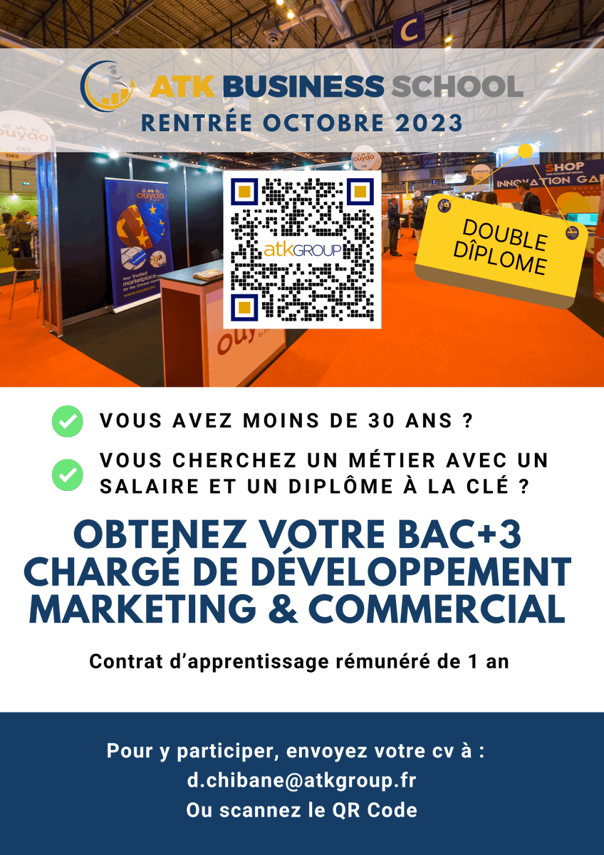 ATK_BS's tweet photo. C'est bientôt la rentrée chez ATK Business School 🎓 !
Les inscriptions sont ouvertes, déposez votre candidature en renseignant le formulaire suivant :
☑️ https://t.co/wUHgK7Cbse https://t.co/oJ2Kxd5GFy