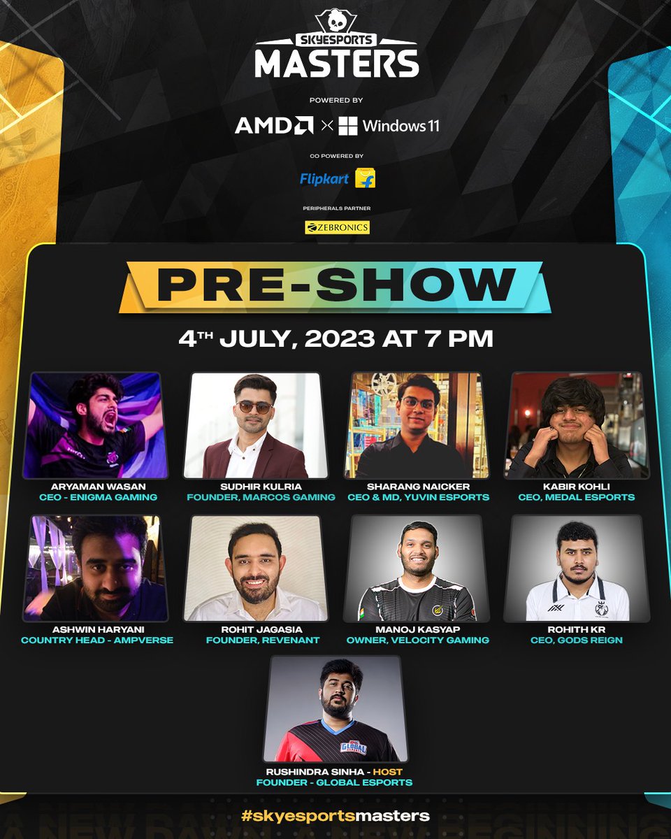 Team Owners Unplugged! 🔌 Step into the world of Skyesports Masters with your host @RushindraSinha as he brings all the team owners for an entertaining and insightful Pre Show of Skyesports Masters! 🎮🎙️✨

Laughter ✅
Entertainment✅
Insightful ✅
Banter ✅✅✅✅ 

⏰ Tune in at