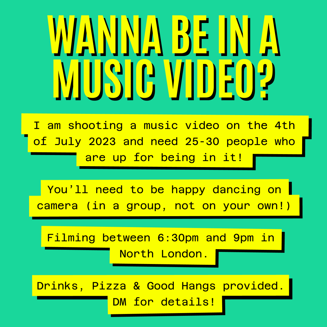 shmalloway's tweet photo. Had a few drop outs for this evening. If you are in the London area and fancy being in a music video, hit me up! https://t.co/tOhDlnaOrb