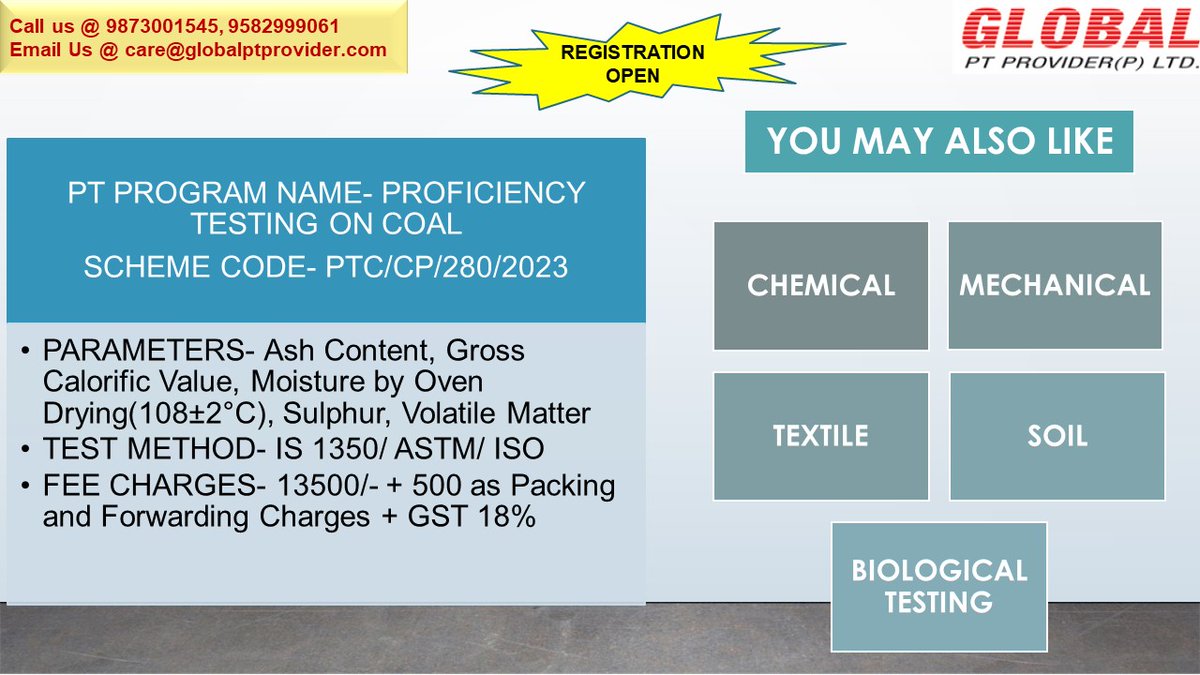 Register Now!!!!

#registrationopen #coalptprogrogram #coaltesting #testinglab #testinglaboratory #proficiencytesting #ptprograms #chemicaltesting #proficiencytesting #mechanicallab #chemicalsindustry #testinglaboratories #global #ptservices