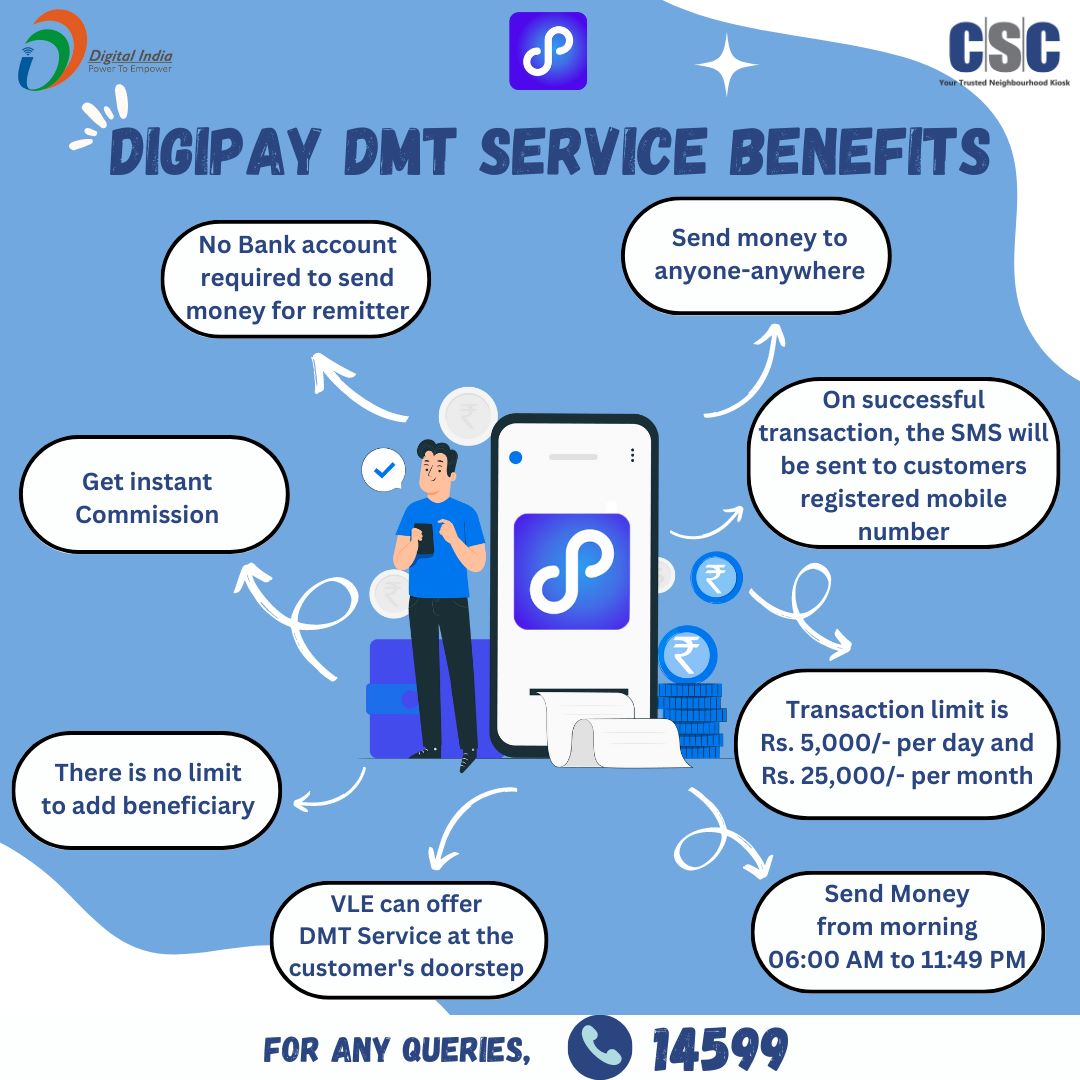 Udit (@uditsharma60) on Twitter photo Benefits of DMT (Domestic Money Transfer) service through DigiPay Lite Application.
#DigiPay #CSC #AePS #DMT #domesticmoneytransfer #Moneytranfer #sendmoney <a href="/Krisiirm/">Krishna Kumar Singh</a> <a href="/ceo_csc/">CEO_CSC e-Governance</a> <a href="/sanjaykrakesh/">Sanjay K Rakesh</a> <a href="/CSCegov_/">CSCeGov</a> <a href="/NPCI_NPCI/">NPCI</a> <a href="/_DigitalIndia/">Digital India</a> #support #Lite Benefits of DMT (Domestic Money Transfer) service through DigiPay Lite Application.
#DigiPay #CSC #AePS #DMT #domesticmoneytransfer #Moneytranfer #sendmoney <a href="/Krisiirm/">Krishna Kumar Singh</a> <a href="/ceo_csc/">CEO_CSC e-Governance</a> <a href="/sanjaykrakesh/">Sanjay K Rakesh</a> <a href="/CSCegov_/">CSCeGov</a> <a href="/NPCI_NPCI/">NPCI</a> <a href="/_DigitalIndia/">Digital India</a> #support #Lite
