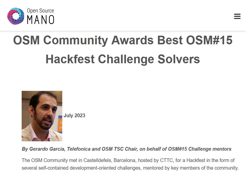 OpenSourceMANO's tweet image. 📰 Read our latest blogpost by @Garciadeblas on #OSMhackfest challenges awards osm.etsi.org/news-events/bl…

#OSM #OpenSource #orchestration #development #community #challengesolving