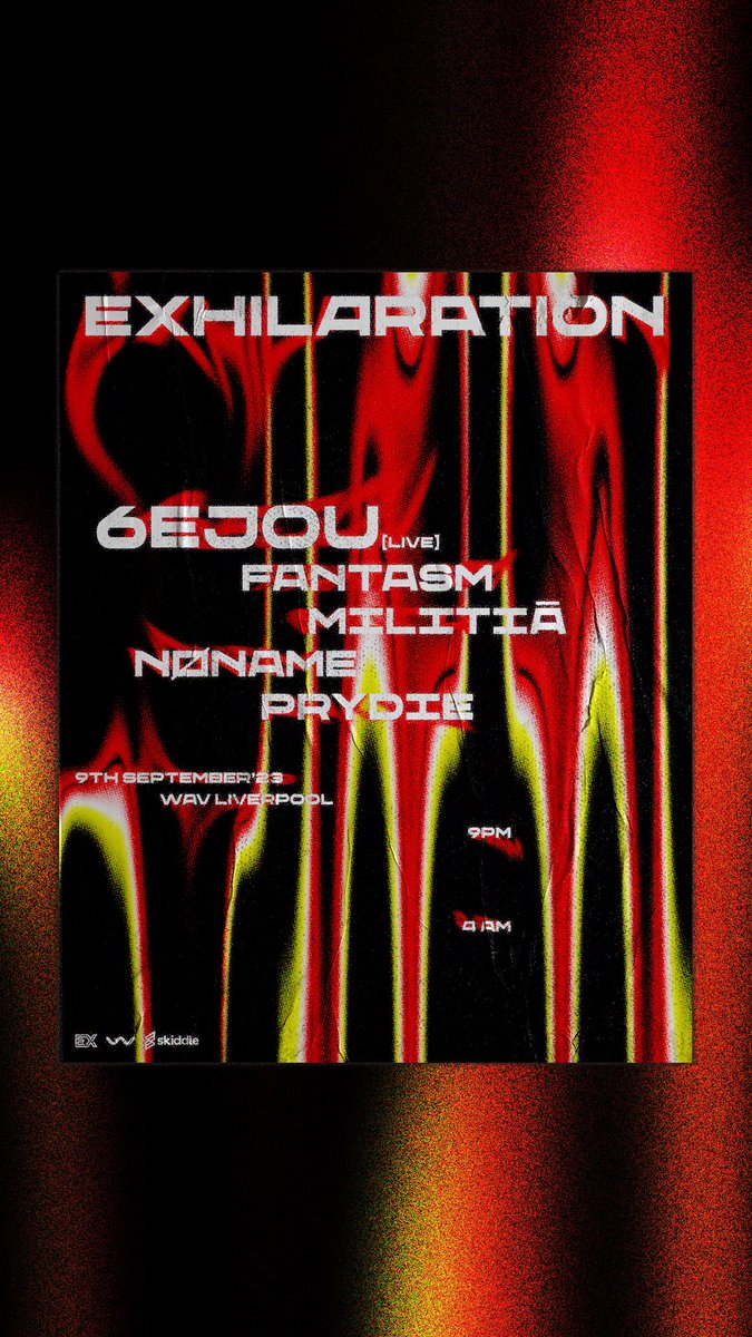EXHILARATION LIVERPOOL —— 9th September 2023🫀

9PM - 4AM

We’re back in Liverpool for our second instalment at WAV Liverpool. Bringing you our biggest announcement yet with an incredible lineup. A very special night in the tunnels is upon us.
