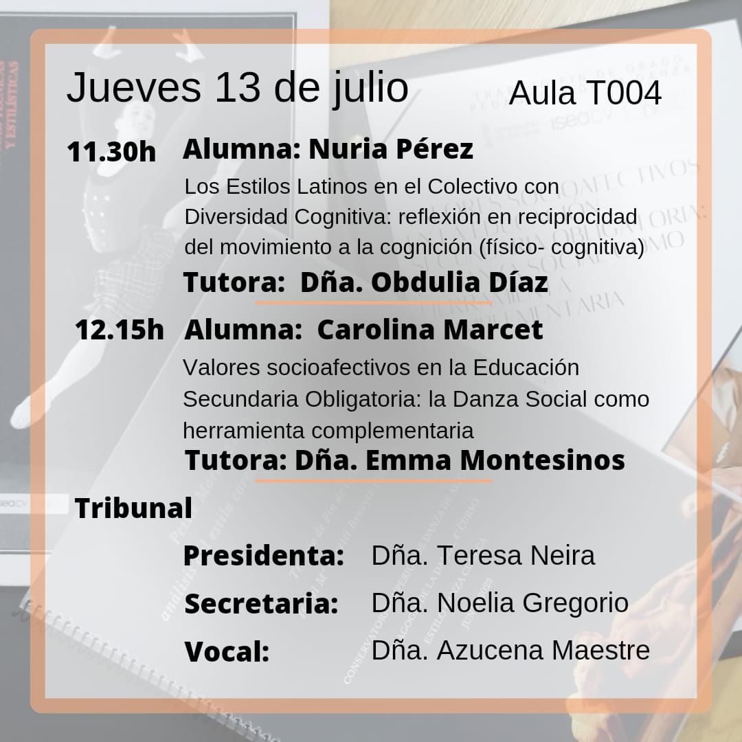 CSD_ALICANTE's tweet photo. 👩🎓🧑🎓 #CSDA_TFG🧑🎓👩🎓
Ya tenemos la fecha y tribunales de la 2ª convocatoria de Trabajos Fin de Grado 22/23
Mucha suerte a todos y todas!
.
.
.
#gradoendanza #meces2 #csdalicante #enseñanzasartisticas #iseacv
@DIseacv @GVAinnova @DIseacv https://t.co/qItBKiHIGn