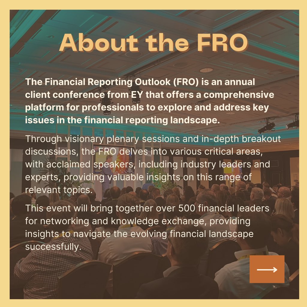 mairi_holmes's tweet photo. When: 13 Nov 2023
Where: Royal Lancaster hotel
At this year’s #EYFRO engage in inspiring plenary and breakout sessions on regulation, global governance, politics and AI. Hear from esteemed speakers and network with 500+ finance leaders. Register now at https://t.co/bpQ8i44VEf https://t.co/NneMjgmANg