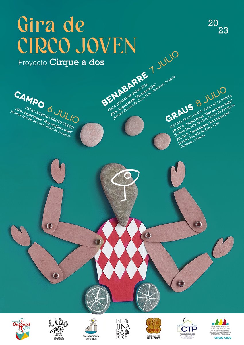pirineopyrenees's tweet image. ¡El cartel de la gira de Circo Joven del #microproyecto Cirque à dos está aquí! 🎪✨

L´affiche de la tournée du Cirque Jeune du #microprojet Cirque à dos est arrivée ! 🎪✨