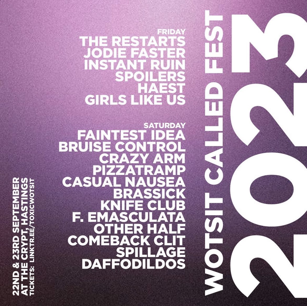 Only 36 tickets remain for this years Wotsit Called Fest! Act fast! toxicwotsit.square.site/product/wotsit…