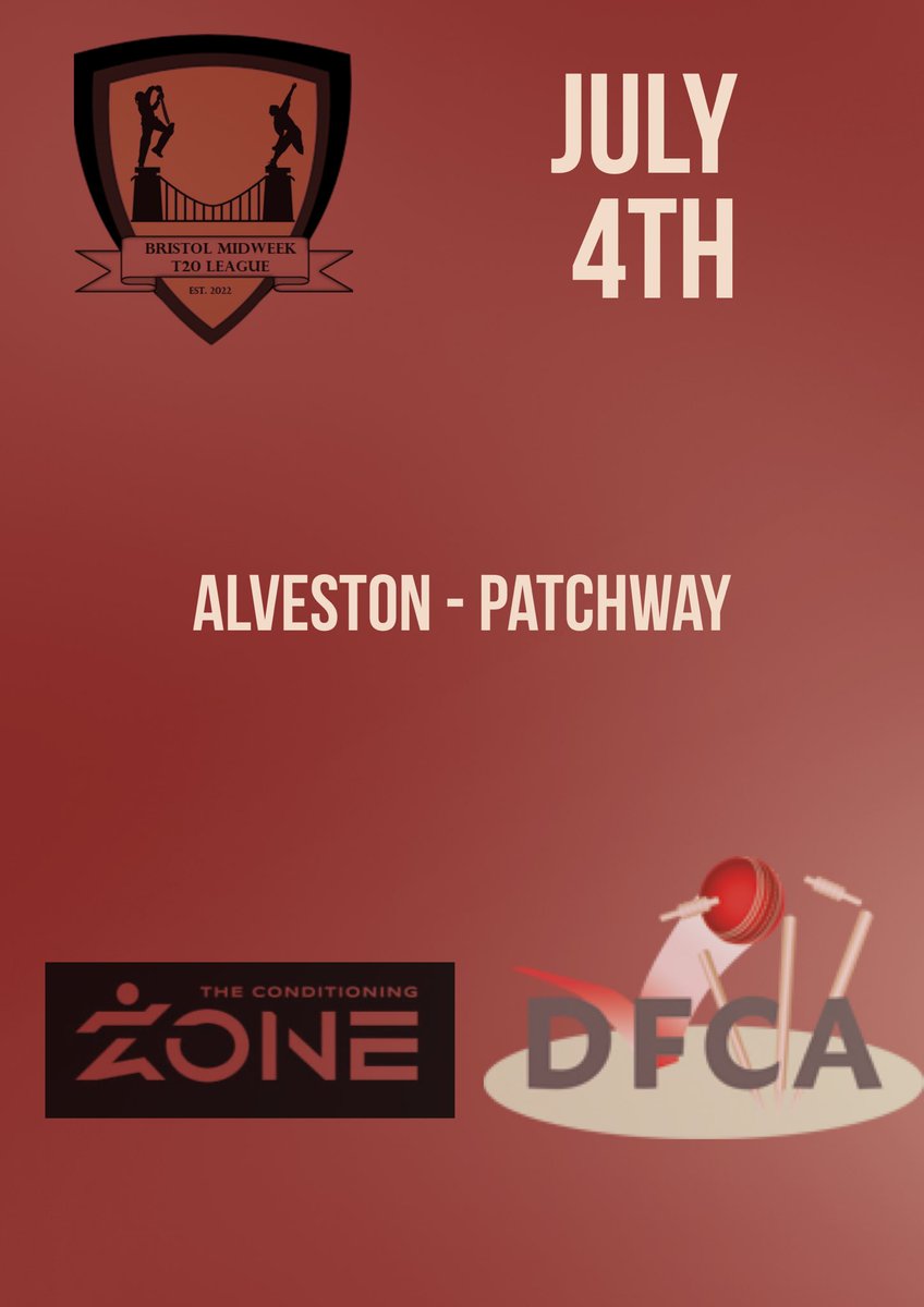 One fixture this evening!

@AlvestonCricke1 - @PatchwayCC 

#BristolT20
#BristolCricket
#freetosee

@swsportsnews