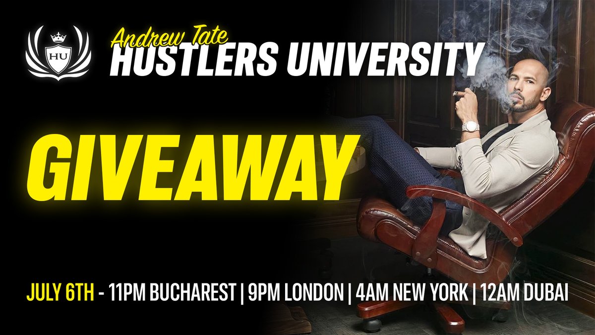 trw_tate's tweet photo. 🚨 HU GIVEAWAY 🚨

We are giving away a one-month subscription to Hustlers University.

To participate, please:

1) Follow us.
2) Like & Retweet this tweet.
3) Comment on why YOU should win.
4) Join our free Telegram channel: https://t.co/SMOUy2ycuC
 
We will announce the winner on July 6th through the Telegram channel.