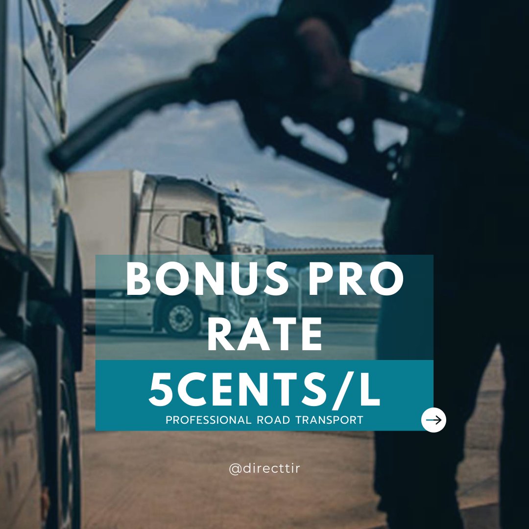 direct_tir's tweet photo. ⛽💰 BONUS PRO RATES🚛

✔Decree Law that extends until the end of the year!

✔Fuel discount for the professional road transport sector with the support of 0.05€/l

⚠️FOR MORE INFORMATIONS ➡️ https://t.co/wxxs0EDD1h

"Nous allons plus loin, pour vous!"🚛
.
.
.
#directtir #bonus https://t.co/d2XC6n9wuC