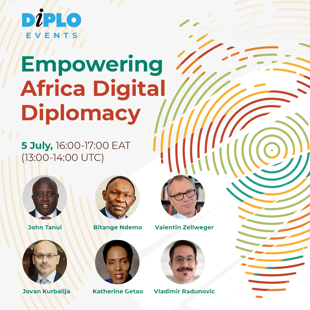 Join us on 5 July for a webinar on African Digital Diplomacy! Don't miss out on the unique opportunity to gain valuable insights and knowledge from the following speakers:

- John Tanui, Principal Secretary, State Department for ICT and Digital Economy, Kenya
- Bitange Ndemo,