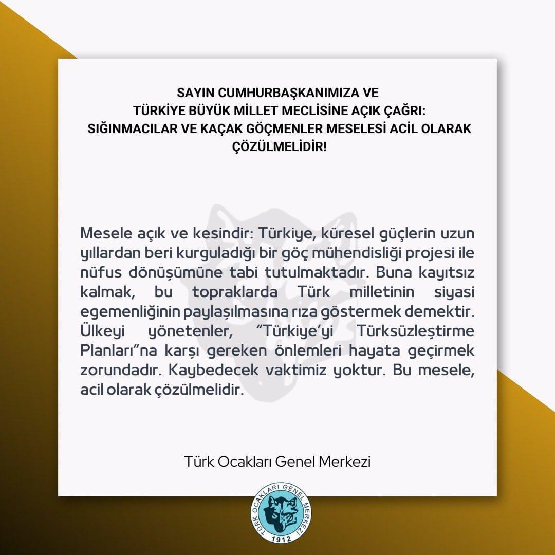 Türkocağımızın göçmen politikası ile ilgili açık deklarasyonudur...