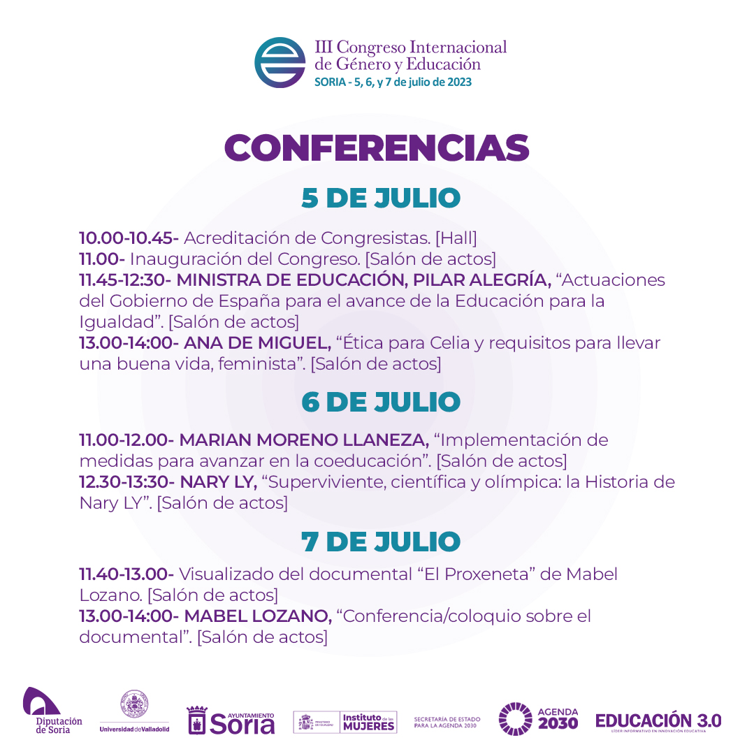 congresogenero_'s tweet photo. ¡Último recordatorio de los horarios de las conferencias de los próximos días 5, 6 y 7 de julio! https://t.co/5LEJJvfs5h