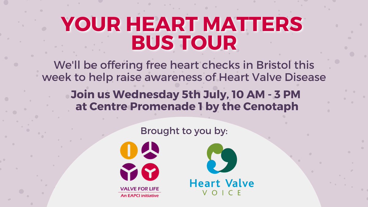 UkValve's tweet photo. Have you heard? The Your Heart Matters bus will be stopping in Bristol tomorrow giving out FREE heart checks to the public and educating Bristolians on the signs and symptoms of Valvular Heart Disease.

We'll be at Centre Promenade 1 by the Cenotaph 10 AM -  3 PM 🩺 https://t.co/289d9NYVdr