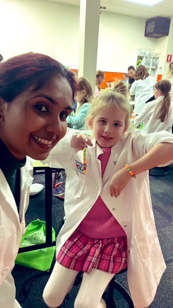 ChinnuJerard's tweet photo. Had an absolute moment teaching kids about DNA at the workshop! We cracked the code, made DNA bracelets, and had loads of science talks! Thanks    to @telethonkids and @ScitechWA for organizing this amazing session! 

##scienceeducation #kidsworkshop #dnaexploration https://t.co/Xv4SdD2Gjg