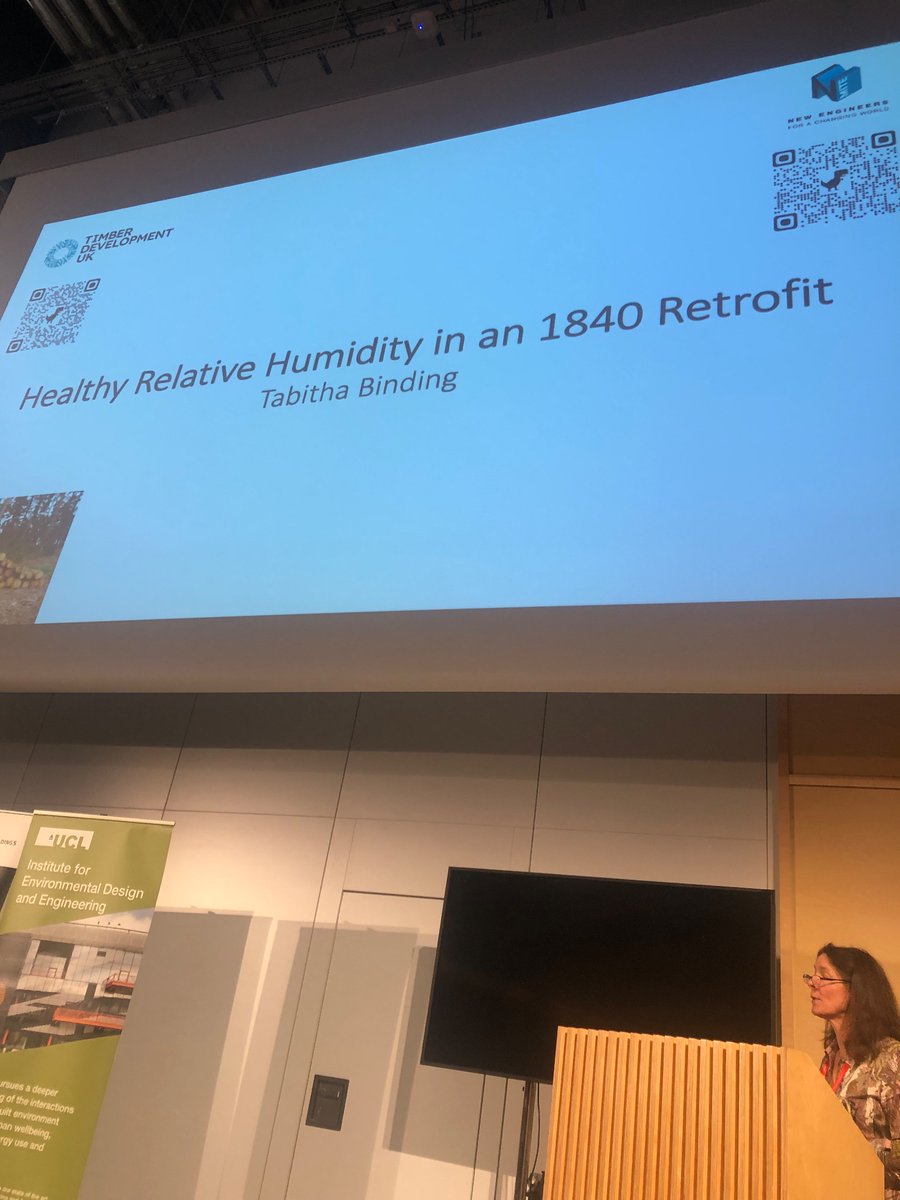 yasemin_didem's tweet photo. We’re so privileged to end #ICMB23 w/ incredible lectures! 🎉 2nd speaker in our final keynotes session,the fabulous @tabithabinding, is sharing her wisdom retrofitting her very own home 💦🌊 @TRADA_ @TimberDevUK  @nmite_ac @ukcmb @CEGE_UCL @UCL_IEDE #moistureinbuildings #Timber https://t.co/FtJsBHXjVD