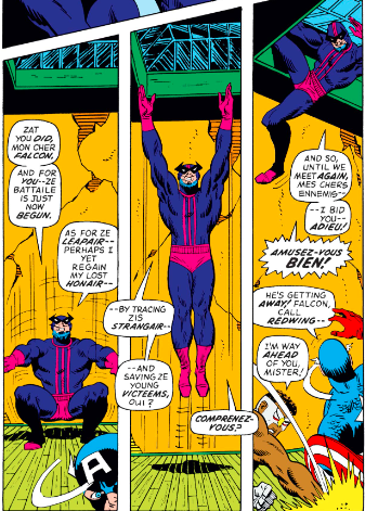 MarvelADay's tweet photo. #MarvelADay #Cap150 Story over, Jakar takes off, and Batroc ze Leapair decides to follow on his own. - VA https://t.co/oM3VNMTrC9