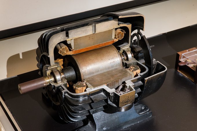 One of the original AC Tesla Induction Motors on display in the British Science Museum in London.