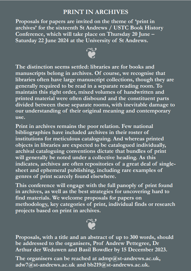 Thank you again to everyone who participated in #USTC23. We were so glad you all could join us, whether in-person or online.

If you're missing us already, here's a little something to look forward to: next year's call for papers! Submissions are open NOW for 'Print in Archives'!