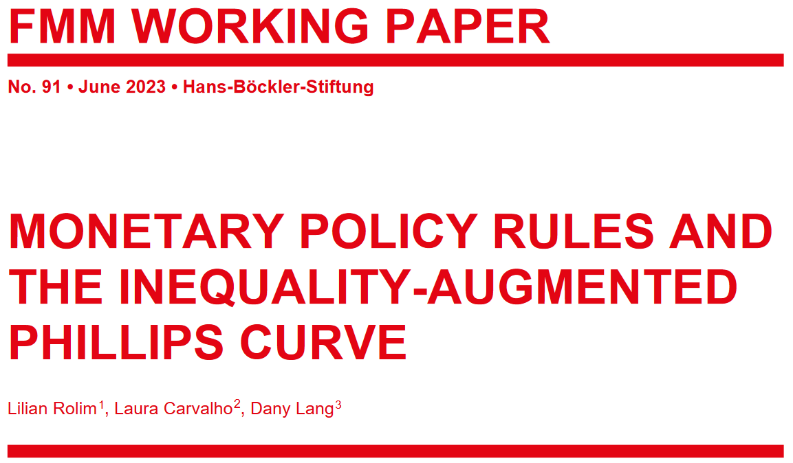 FMM_macro's tweet photo. New Working Paper available! @LilianRolim4, @lauraabcarvalho and @langdany published their paper „Monetary policy rules and the inequality-augmented Phillips curve“ in our WP series: https://t.co/kLQYlYDajQ https://t.co/6rJ7rDdbTO