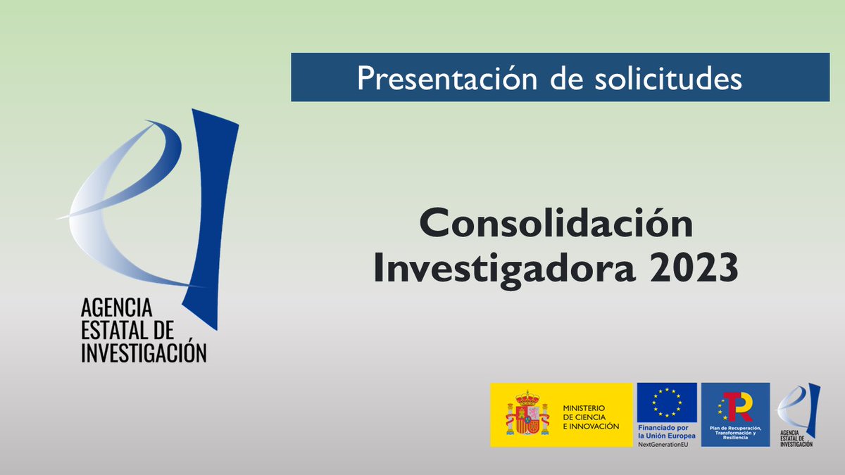 ℹ️ Os informamos que el plazo de presentación de solicitudes de la convocatoria Consolidación Investigadora 2023 comenzará el próximo viernes 7 de Julio.
🗓️ Hasta el 26 de Julio.
💰 96 M€
Ficha de la convocatoria ➡️ aei.gob.es/convocatorias/…