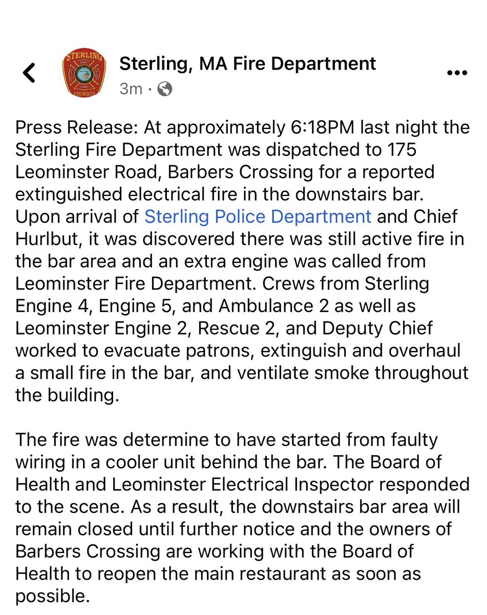 Sterling Fire Department tweet media